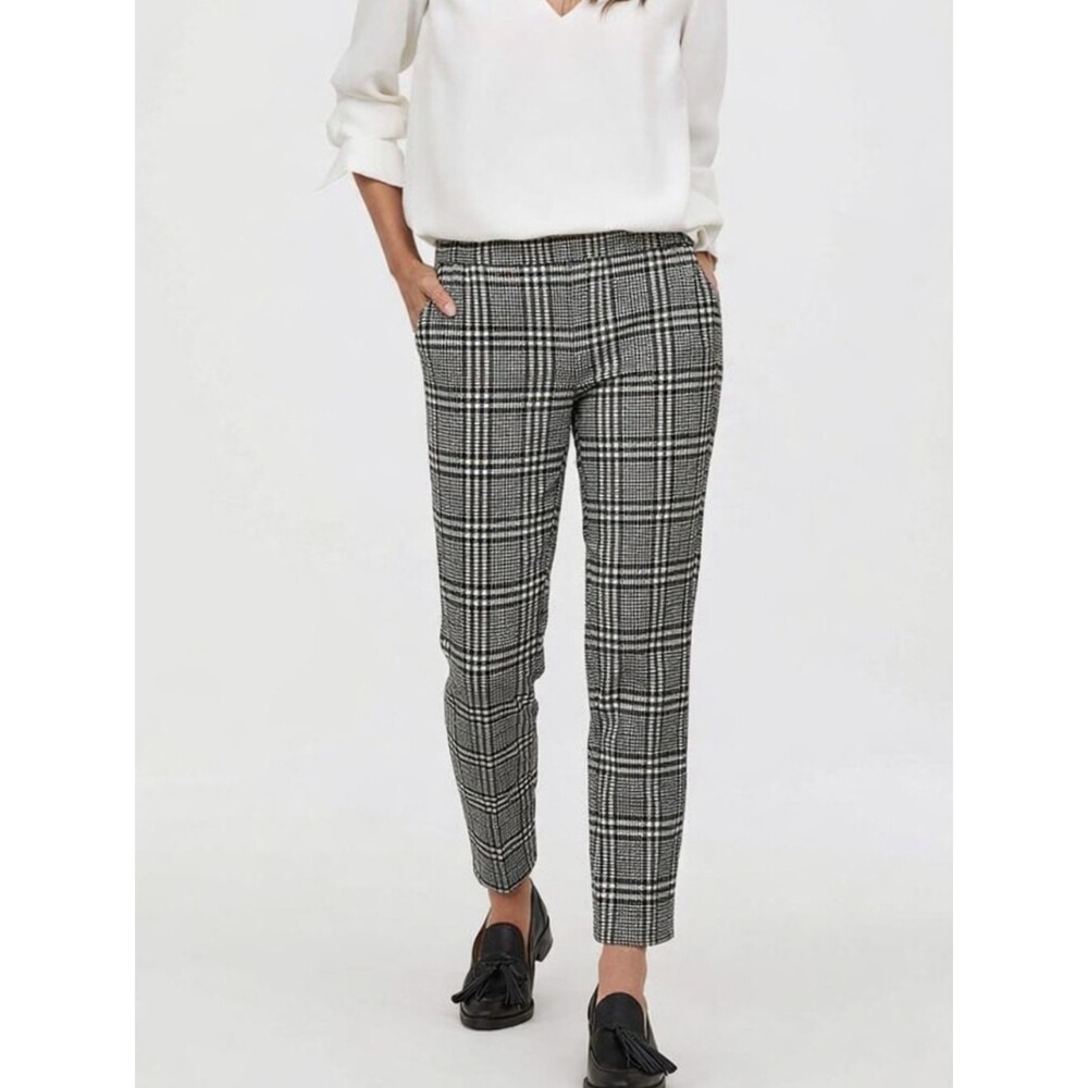 H&M Black White Plaid Ankle Pants Size 8